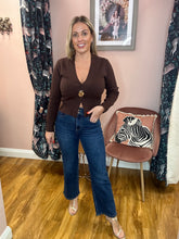 Load image into Gallery viewer, Officer Style 7/8 Jeans with Gold Buttons  - Blue Denim
