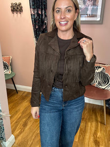 Dory Fringed Jacket - Chocolate