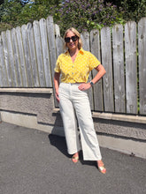 Load image into Gallery viewer, Polka Dot Cropped Denim Shirt - Yellow
