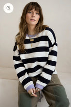 Load image into Gallery viewer, Block Stripe Sweatshirt - Navy/Cream/Lilac
