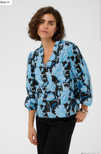 Load image into Gallery viewer, Kasasia Floral Print Blouse - Blue/Black
