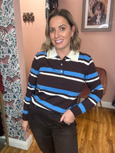 Load image into Gallery viewer, Knitted Polo Top - Brown/Blue
