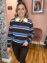 Load image into Gallery viewer, Knitted Polo Top - Brown/Blue
