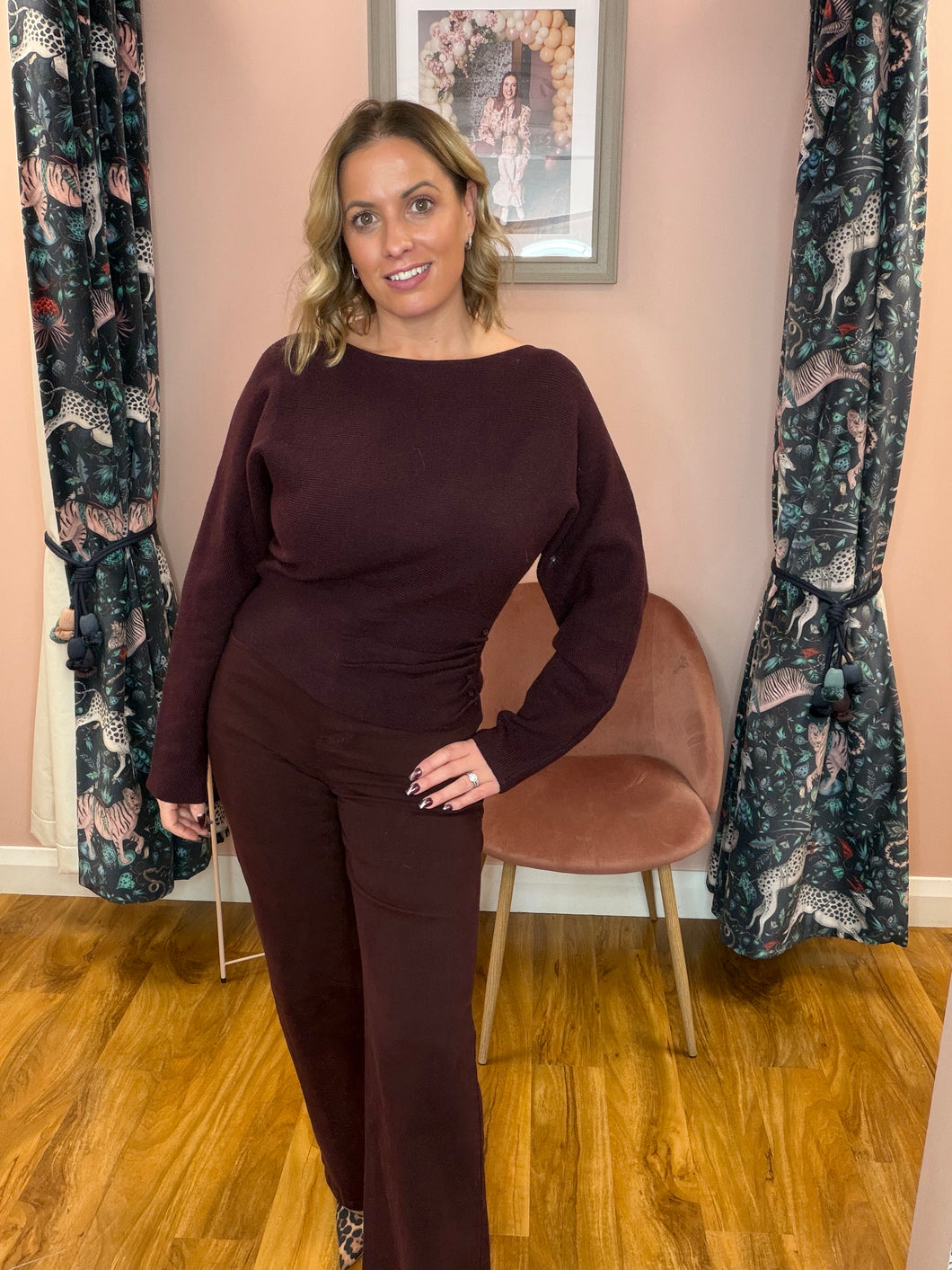 Boat Neck Soft Knit - Grape