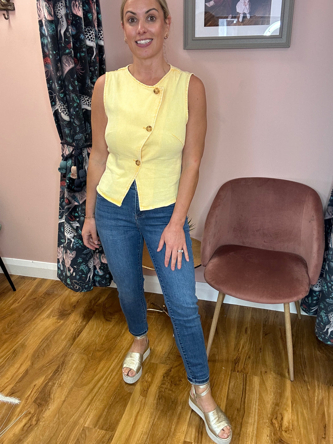 Denim Waistcoat - Yellow