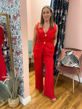 Load image into Gallery viewer, Red Waistcoat With Decorative Gold Button
