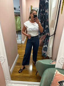 Wide Fit  Cropped Jeans Blue