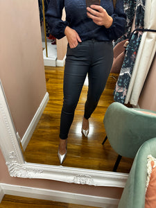 Navy Waxed Bum Sculpt Skinny Jeans