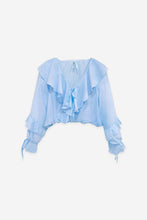 Load image into Gallery viewer, Ruffled Blouse With Bubble Hem - Blue
