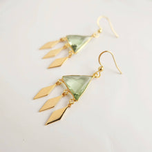 Load image into Gallery viewer, Green Gemstone Bohemian Dangle Earrings
