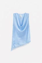 Load image into Gallery viewer, Sleeveless top with asymmetrical lace cut - Blue
