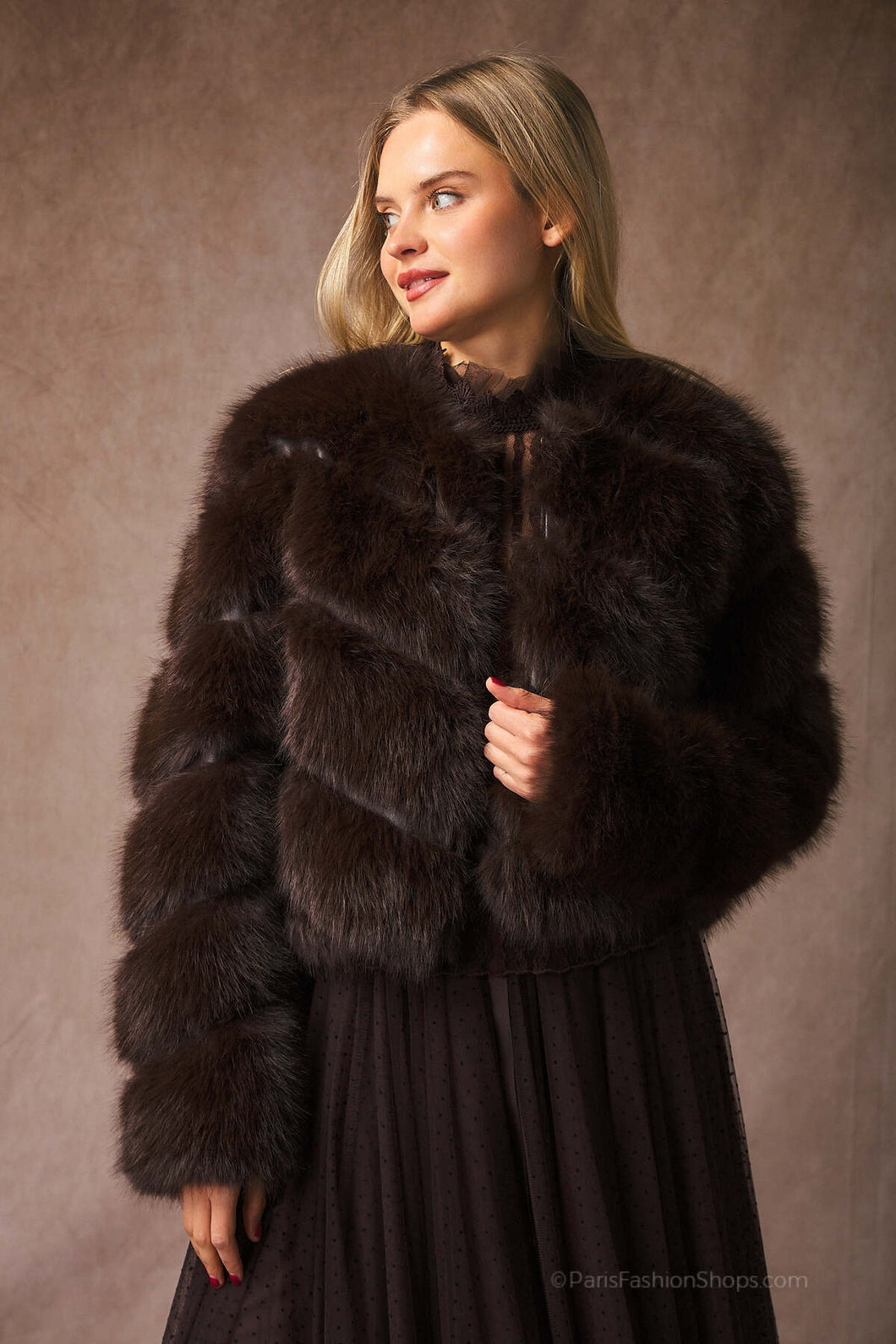 Short Faux Fur Jacket - Chocolate