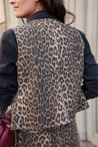 Leopard Print Denim Waistcoat