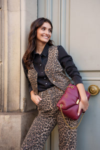Leopard Print Denim Waistcoat