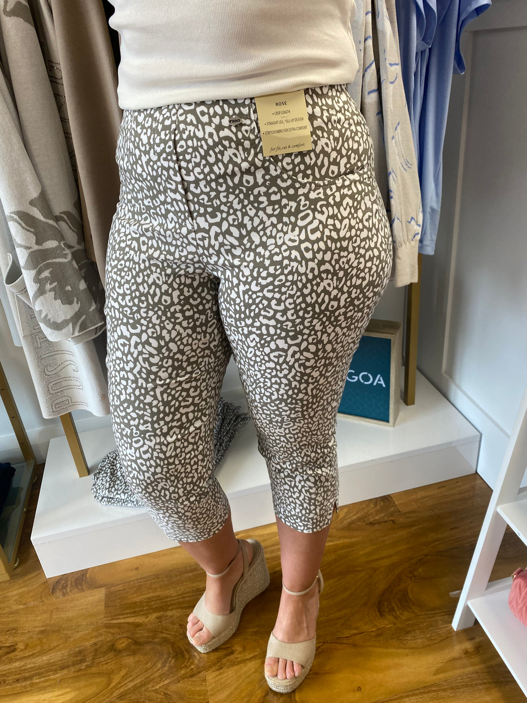 Animal Print Cropped Trouser with Pockets